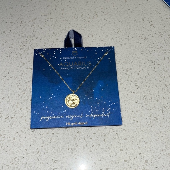 Jewelry - Aquarius Zodiac Necklace 14k gold dipped